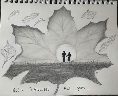 Still falling foe you. Leaves, pencil art, pencil sketch, drawing, #leaves #pencildrawing #pencilart #pencilsketch #stillfallingforyou #fall Autumn Pencil Sketch, Autumn Drawing Ideas Pencil, Autumn Pencil Drawing, Fall Pencil Drawings, Autumn Sketches Pencil, November Sketches, Autumn Drawing Pencil, Falling In Love Drawing, Fall Sketches Drawing