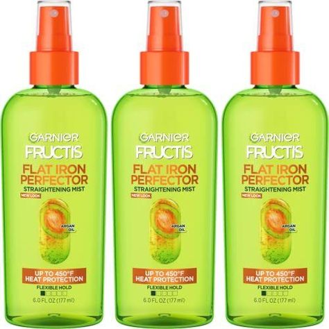 Garnier Fructis Style Flat Iron Perfector Straightening Mist for Heat Protection, Argan Oil, 6.0 Fl Oz, 3 Count (Packaging May Vary) Heat Protecting Flat Iron Hair Mist: This powerful paraben free hair straightening mist with argan oil from Morocco provides heat protection from your styling tools, while taming frizz to seal in smoothness and shine for a lasting, sleek finish Long Lasting Smoothness: Style and protect; Get a 48 hour straight finish and heat protection for the perfect sleek style with Garnier Fructis Style Flat Iron Perfector Straightening Mist; Paraben Free Nourish and Style with Garnier Fructis: From Mega Full to Anti Frizz hair products Garnier has shampoos, leave in conditioners, hair masks, texturizing sprays and more to help you care for your hair your way Over 100 Yea Tresemme Keratin Smooth, Oil For Curly Hair, Anti Frizz Serum, Anti Frizz Hair, Flat Iron Hair, Garnier Fructis, Hair Straighteners Flat Irons, Hair Straightening Iron, Iron Hair