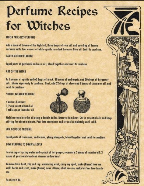 #perfume #recipe #diy #witch #celtic #pagan #spellwork Soul Collector Witch, Witches Book Of Shadows, Real Witchcraft, Witches Book, Real Witches, Magia Das Ervas, Perfume Recipes, Magick Spells, Wiccan Spell Book