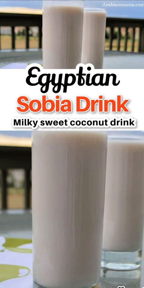 Sobia is a delicious, milky sweet coconut drink, that is really a thirst quenching drink. Sobia drink is one of the BEST and most popular beverages in Egypt during the holy month of Ramadan. Coconut Milk Drink, Spring Drink, Coconut Drink, Coconut Drinks, Month Of Ramadan, Flavored Water, Drink Milk, Non Alcoholic Drinks, Stew Recipes