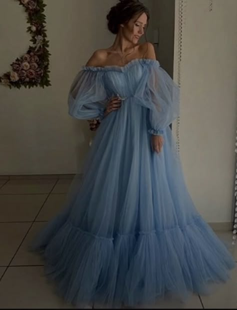 Ball Dresses Aesthetic, Blue Prom Dress Aesthetic, Dressy Western Outfits, Dressy Western Outfits Women, Wedding Dress Different, Prom Dress Aesthetic, Tulle Prom Dress Long, Color Wedding Dresses, Wedding Gowns Ideas