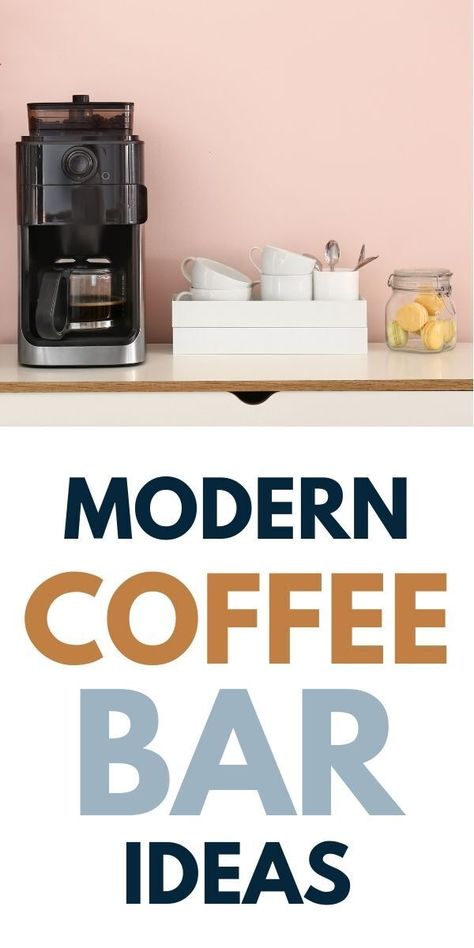 Whether you're a coffee enthusiast or just enjoy your daily cup, investing in a coffee bar is the key to a more enjoyable and stress-free morning. Explore some cute coffee bar ideas or create your own modern coffee bar with modern coffee bar ideas that fit your space. No matter the size, setting up your coffee bar will make every morning feel a little more special! Modern Kitchen Coffee Station, Coffee Tray Station Counter Space, Modern Coffee Station Ideas, Cute Coffee Bar Ideas, Coffee Station Organization, Modern Coffee Bar Ideas, Cute Coffee Bar, Organized Coffee Station, Modern Coffee Bar