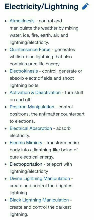 Sci Fi Abilities, How To Draw Electricity Powers, Types Of Elemental Powers, Types Of Lightning, Writing Magic Powers, Quintessence Element, Names That Mean Electricity, Electrokinesis Power, Power Writing Prompts