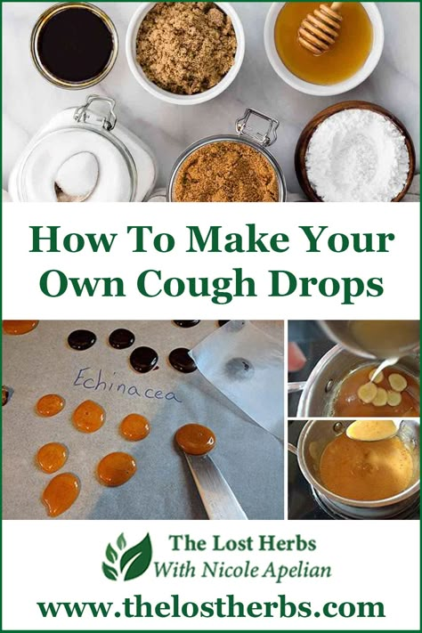 Cough Drops Homemade, Best Cough Remedy, Homemade Cough Remedies, Herbal Remedies Recipes, Sick Remedies, Cough Drops, Backyard Plants, Home Remedy For Cough, Herbal Recipes