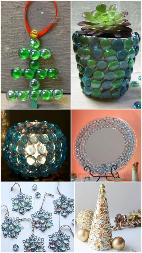 Beautiful Glass Gem Projects Crafts With Glass Beads, Glass Gems Projects Ideas, Gem Candles, Stick Christmas Tree, Gem Crafts, Snowflake Craft, Diy Flower Pots, Craft Images, Diy Candle Holders