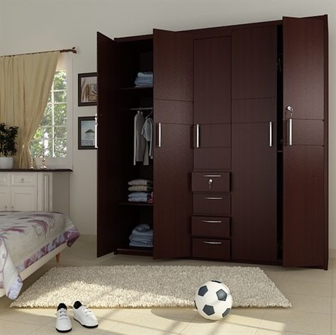 5 Doors Wooden Wardrobe Hpd441 - Fitted Wardrobes - Al Habib Panel Doors Almirah Designs For Bedroom, Wall Almirah, बेडरूम डिजाइन, Cabinet Door Designs, Wooden Wardrobe Design, Almirah Designs, Wooden Cupboard, Bedroom Cupboards, Wardrobe Door Designs