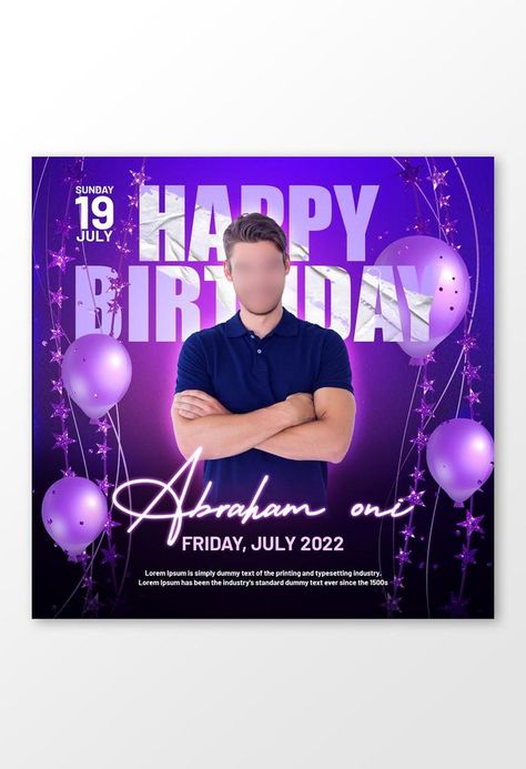 Birthday Social Media Post, Happy Birthday Invitation, Simple Birthday Party, Bday Invitations, Happy Birthday Template, Happy Birthday Celebration, Birthday Post Instagram, Christmas Promotion, Social Media Poster