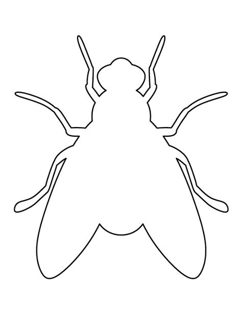 Fly pattern. Use the printable outline for crafts, creating stencils, scrapbooking, and more. Free PDF template to download and print at http://patternuniverse.com/download/fly-pattern/ Bug Template, Beetle Template, Insect Template, Insect Outline, Insect Templates Free Printable, Cardboard Bugs Template, Bug Silhouette Printable, Fly Craft, Deceiver Fly Pattern