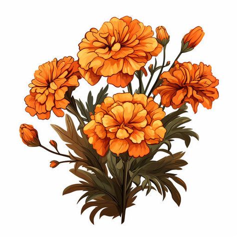 Marigold Clipart: Chiaroscuro Art Style, 4K & SVG Art Nouveau Marigold, Marigold Color Palette, Marigold Sketch, Marigold Clipart, Marigold Vector, Marigold Art, Mexican Marigold, Marigold Design, Becoming A Tattoo Artist