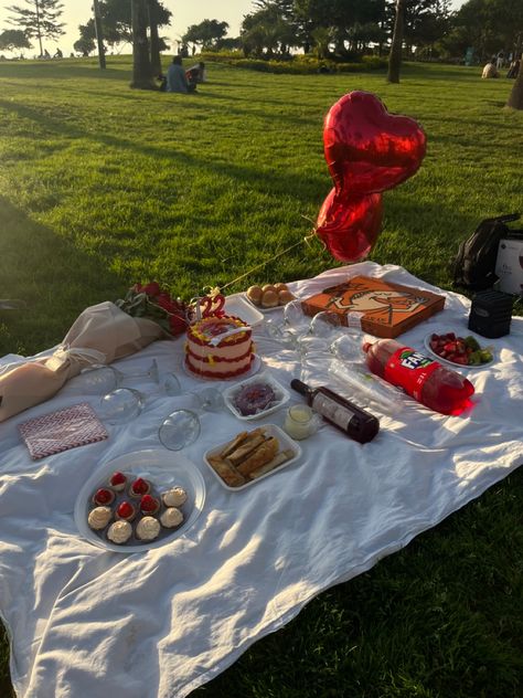 Birthday Outing Ideas, Picnic With Boyfriend, Surprise For Girlfriend, Picnic Pictures, Outing Ideas, Cute Anniversary Gifts, Diy Anniversary Gift, Birthday Date, Couple Activities