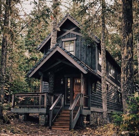 My witchy cabin Cottage Architecture, Casa Hobbit, A Cabin In The Woods, Little Cabin In The Woods, Board Batten, Cabin House, Cabin Living, Little Cabin, 카드 디자인