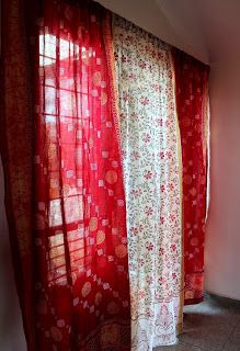 I love the idea of saree curtains! Bengali Decor, Saree Curtains, Recycle Decor, Art Deco Window, Dorm Decoration, Decor Curtains, The Curtains, Summer Colours, Ethnic Decor