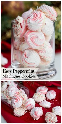 Peppermint Meringue, Peppermint Meringues, Meringue Cookies, Xmas Cookies, Köstliche Desserts, Christmas Snacks, Christmas Cooking, Tea Cakes, Cookies Recipes Christmas