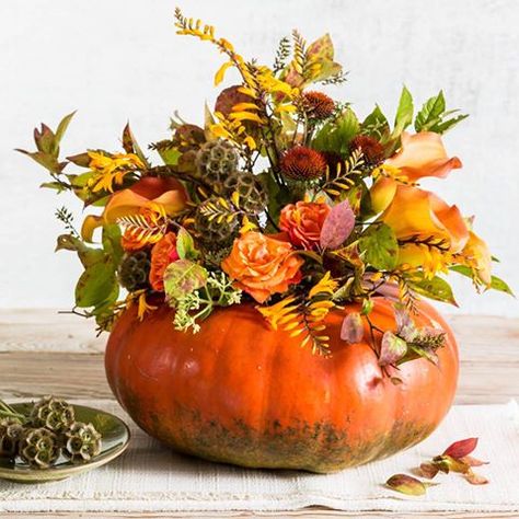 Pumpkin Flower Arrangements, Thanksgiving Flower Arrangements, Christmas Floral Arrangements Diy, Pumpkin Floral Arrangements, Fall Pumpkin Centerpieces, Pumpkin Vase, Thanksgiving Flowers, Pumpkin Centerpiece, Pumpkin Arrangements