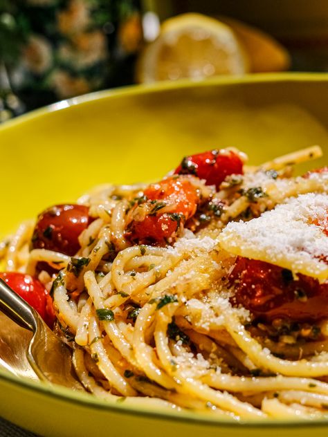 Branzino Fish, Olive Platter, Simple Pasta, Cherry Tomato Pasta, Easy Pasta Dishes, Summer Tomato, Cherry Tomato, Toasted Sesame Seeds, Savory Recipes