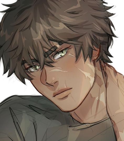 Frostbite Studios, Boys With Green Eyes, Brown Hair Male, Brown Hair Boy, Brown Hair Green Eyes, Brown Hair Men, Oc Drawings, Boy Drawing, Tan Guys