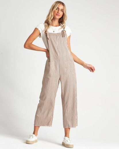 Jumpsuit Outfits, Cropped Jumpsuit, Billabong Women, Denim Skirts, Style Change, Teacher Outfits, Striped Linen, Work Clothes, Running Women