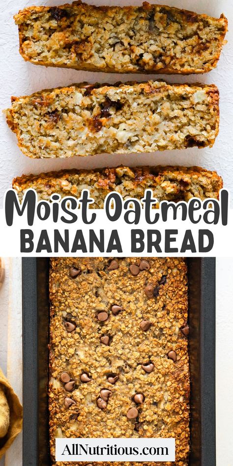 Discover the ultimate gluten-free recipe with our scrumptious oatmeal banana bread! Easy to make, this is a healthy dessert idea and delicious for the whole family. Your new go-to treat awaits! This is one of the breakfast recipes you'll want to try over and over again. Flour Less Banana Bread, What To Make With Ripe Bananas Healthy, Oatmeal And Banana Recipes, Bana Oatmeal Muffins, Banana Bread With Oat Flour Recipe, Oats And Banana Recipes, Healthy Baked Banana Bread Oatmeal, Banana Oatmeal Bread Recipe, Banana Oatmeal Recipes