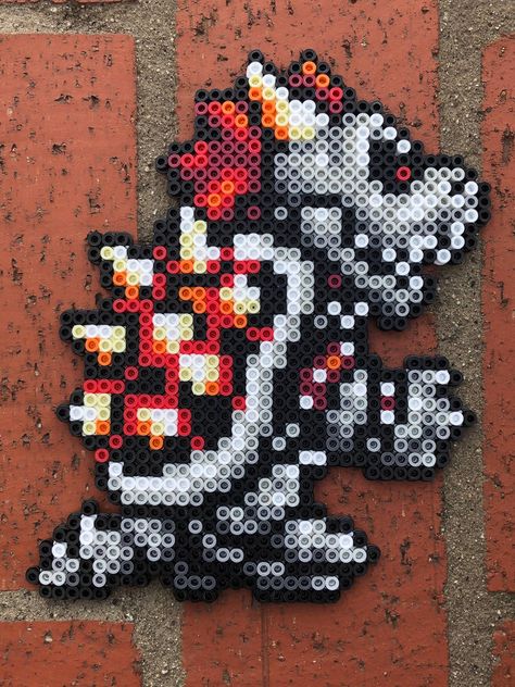 Bowser Wedding Outfit, Bowser Perler, Zeds Dead Perler, Nintendo Perler Bead Patterns, Bowser Perler Bead Patterns, Dry Bowser, Edm Perler Bead Patterns, Melty Bead Designs, Perler Bead Mario