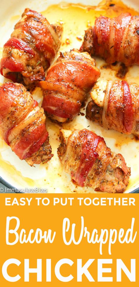 Bacon Wrapped #baked #bakedchicken #oven #appetizers #dinner #chicken