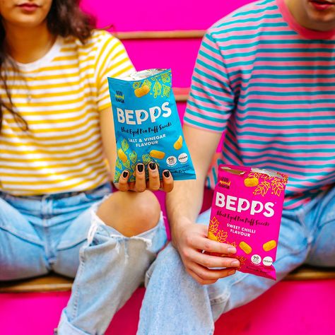 Colourful content creation for Bepps vegan snacks. Styled product and food photography by Marianne Taylor. Food Lifestyle Photography Instagram, Packaging Photography, Hello Panda, Snack Brands, Instagram Branding Design, Facebook Cover Design, Sweet Bar, Dessert Photography, Food Photography Tips