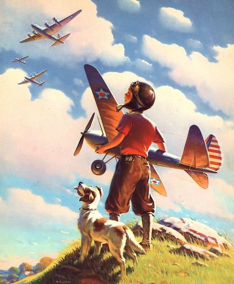 Future Flyboy by peterpulp Airplane Painting, Arte Pin Up, Pilots Art, Airplane Wall Art, Aviation Posters, Airplane Decor, Airplane Art, Vintage Aviation, Aircraft Art