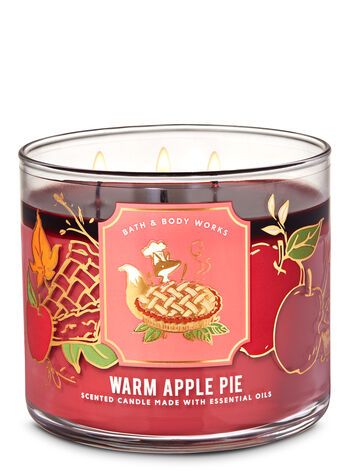 Warm Apple Pie 3-Wick Candle | Bath & Body Works Neutral Candles, Apple Pie Candle, Pie Candle, Candle Bath, Bath N Body Works, Bath Body Works Candles, Fall Candle, Apple Candles, Seasonal Candles