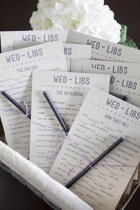 Wedding Mad Libs!  Great way to entertain guests.  via Something Turquoise Wedding Games And Activities, Wedding Reception Entertainment, Wedding Mad Libs, Wedding Reception Activities, Wedding Party Games, Reception Games, Wedding Games For Guests, Reception Activities, Wedding Reception Games