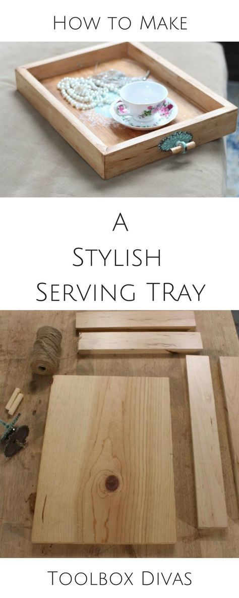 Diy Serving Tray, Diy Tray, Gift Diy, Beginner Woodworking Projects, Woodworking Plans Free, Diy Furniture Projects, Easy Woodworking Projects, Woodworking Projects Diy, Idea Diy