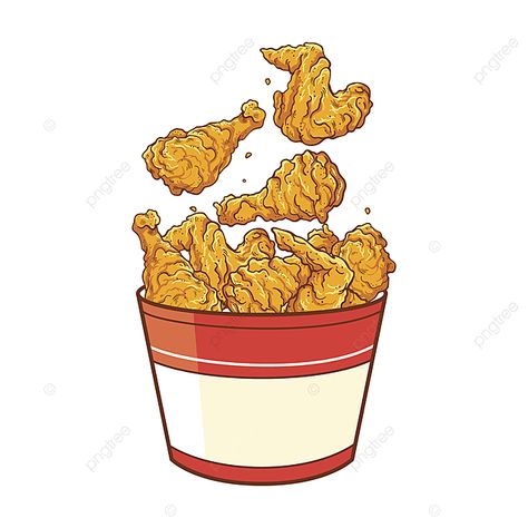 Meat Cartoon, Bucket Drawing, Food Fried Chicken, Cucumber Snacks, Makanan Cepat Saji, Chicken Bucket, Crispy Chicken Wings, Food Cartoon, Chicken Tshirts