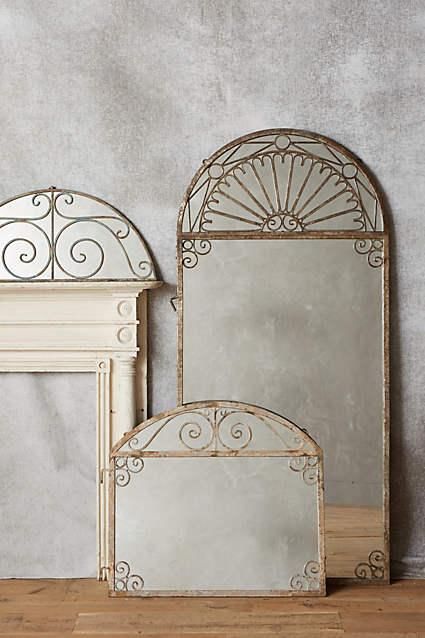 These hand-wrought mirror frames are inspired by the iron fences of forgotten European chateaux. Description from decorpad.com. I searched for this on bing.com/images Anthropology Mirror, Iron Mirror, Mirror House, Architecture Art Design, Vintage Mirrors, Diy Mirror, Mirror Designs, Anthropology, My New Room