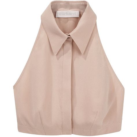 Cacharel Silk Crepe Collar. ($175) ❤ liked on Polyvore featuring tops, shirts, blouses, crop tops, women, slim shirt, crop top, pink silk top, sleeveless tops and pink sleeveless top Shirts Crop Tops, Silk Crop Top, Shirts Crop, Silk Sleeveless Top, Pink Vest, Sleeveless Shirts, Trendy Blouses, Trendy Blouse Designs, Crop Top Outfits