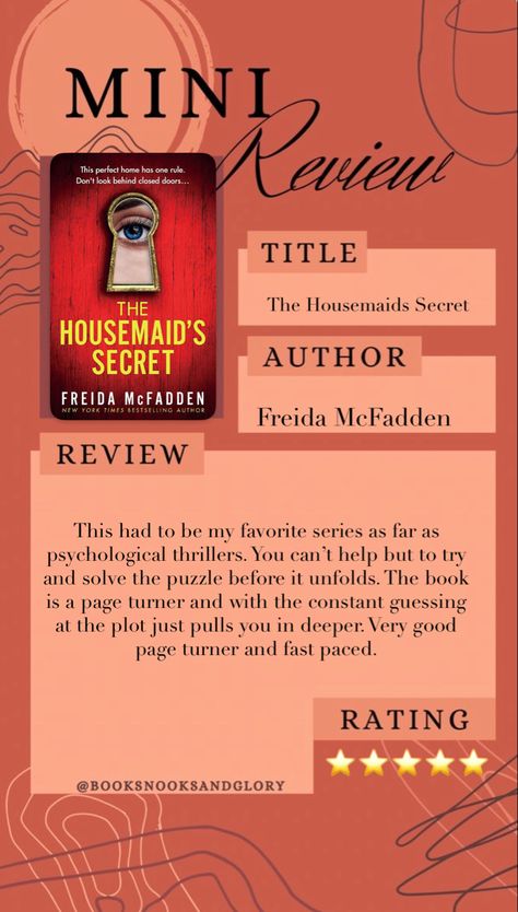 The Housemaid Secret Book, The Housemaid's Secret Book, The Housemaids Secret, The Housemaid Book Aesthetic, The Housemaid Book, The Housemaid's Secret, Housemaid Book, Bookshelf Collection, Mini Book Review