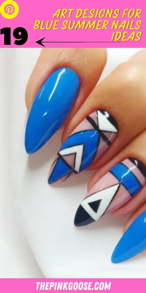 Nail 2023 Summer, Blue Summer Nails, Vibrant Nail Colors, Geometric Nails, Nail 2023, Summer Nails 2023, Crazy Nail Designs, Mens Nails, Retro Nails