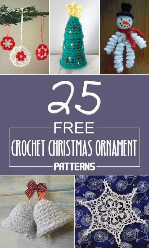 Here you can find a beautiful collection of 25 crochet Christmas ornaments to decorate your Christmas tree. Crochet Ornaments Free Pattern, Crochet Christmas Ornaments Free Pattern, Christmas Crochet Ornaments, Crochet For Christmas, Xmas Crochet, Crochet Christmas Ornaments Free, Ornament Crochet, Crochet Ornament Patterns, Crocheted Christmas