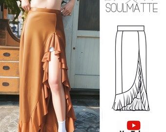 Mocha Lainey Blouse Pdf Sewing Pattern Large Paper Printshop - Etsy Canada CE2 Sewing Skirts Patterns, Skirt With Split, Skirt Sewing Pattern, Sewing Projects Clothes, Skirt Sewing, Evening Skirts, Pattern Skirt, Mode Boho, Skirt Patterns Sewing