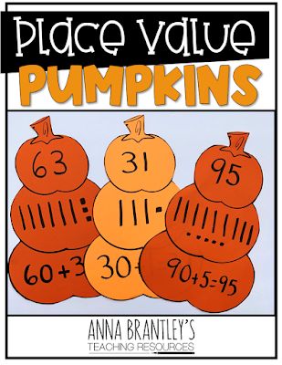 Place Value Stacked Pumpkins (free download) Fall Math Activities, Pumpkin Math, Place Value Activities, Base Ten Blocks, Pumpkin Activities, Expanded Form, Math Place Value, Fall Math, Math Number Sense