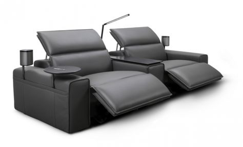 Transform your living room into a home cinema with King Living - The Interiors Addict Theater Sofa, Home Theater Room Design, Theater Room Design, King Furniture, Reclining Chairs, Home Cinema Room, Dream Sofas, Home Theater Rooms, Home Theater Design