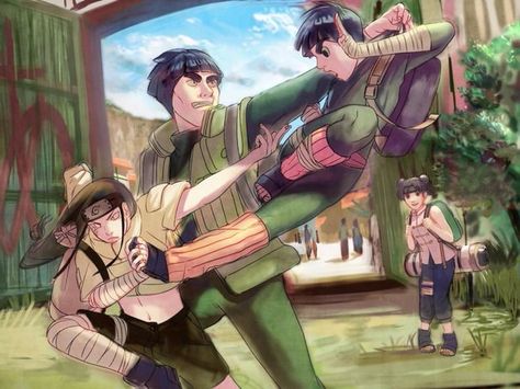 Naruto Neji, Team Gai, Tenten Naruto, Lee Naruto, Rock Lee Naruto, Neji Hyuga, Naruto Teams, Manga Naruto, Naruto Fan Art