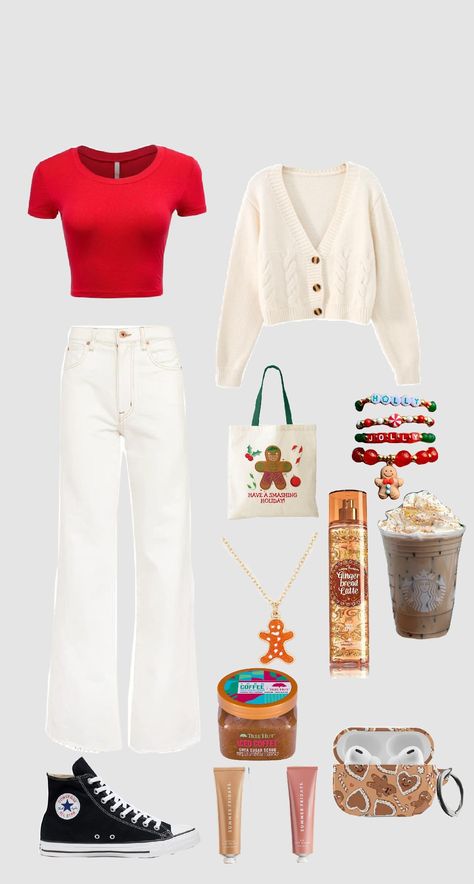 preppy Christmas outfit inspo gingerbread edition and Teenage Christmas Outfits, Preppy Christmas Party Outfit, Teenager Christmas Outfits, Cute Christmas Eve Outfits For Teens, Teens Christmas Outfits, Winter Outfit Preppy, Outfits To Wear For Christmas, Christmas Party Outfits School, Christmas Outfits For Teens