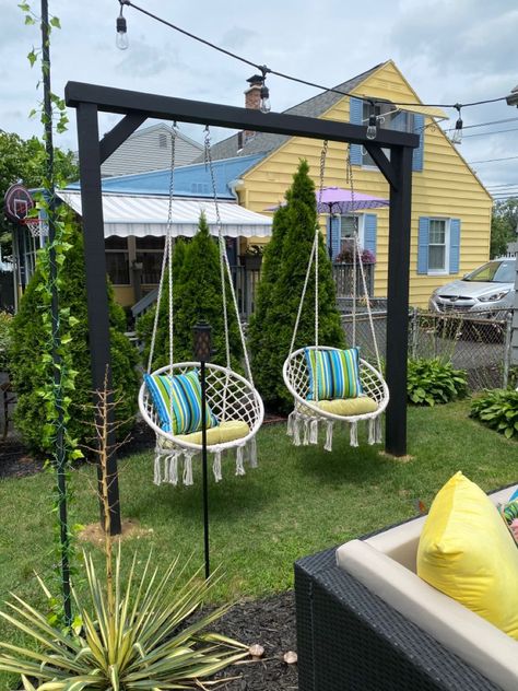 Hammock Aesthetic, Backyard Hammock, Hanging Chairs, Backyard Swings, Yellow House, Backyard Playground, Have Inspiration, Backyard Diy Projects, Outdoor Gardens Design