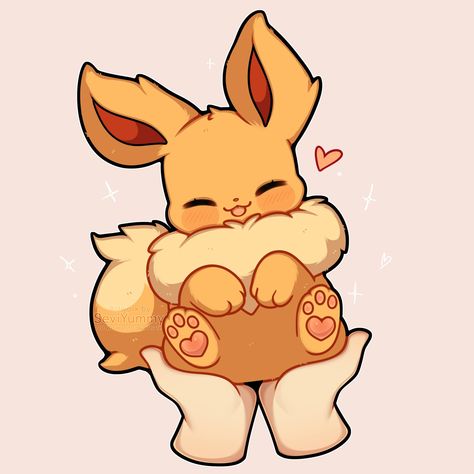 Behold this cutie ♡ . . #pokemon #eevee #anime #fanart Eve Pokemon, Eevee Cute, Pokemon Eevee Evolutions, Pokemon Fusion Art, Pokemon Stickers, Pokemon Eeveelutions, Cute Pokemon Pictures, Pokemon Eevee, Pet Fox