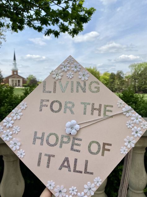 Graduation Hat Aesthetic, Witchy Graduation Cap, Grad Cap Quotes Inspiration, The Rest Is Still Unwritten Grad Cap, Grad Caps 2023, College Grad Aesthetic, Cap Decoration Graduation Aesthetic, Cheer Graduation Cap, Cute Girly Graduation Cap