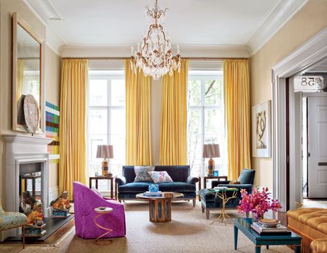 Robert A.M. Stern Revived This 1847 Townhouse for His Son’s Family Photos | Architectural Digest Interior Art Deco, 1920s Interior Design, Townhouse Interior, Nyc Living, Art Deco Interior Design, Yellow Living Room, Design Salon, Art Deco Home, Stylish Living Room