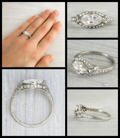 Right Hand Anniversary Ring, Marquise Diamond Ring East West, Horizontal Marquise Ring, Horizontal Marquise Engagement Ring, 1920 Engagement Ring, East West Marquise Ring, Marquise Rings, East West Engagement Ring, Ring Redesign