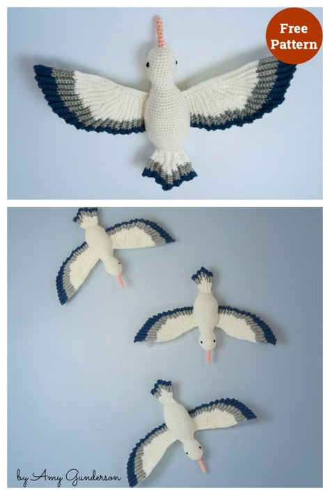 Swift Seagull Free Crochet Pattern Seagull Crochet Pattern Free, Crochet Seagull Free Pattern, Seagull Crochet, Crochet Birds Free Pattern, Diy Projects To Make And Sell, Crochet Bird Patterns, Knitted Toys Free Patterns, Cable Knitting, Crochet Birds