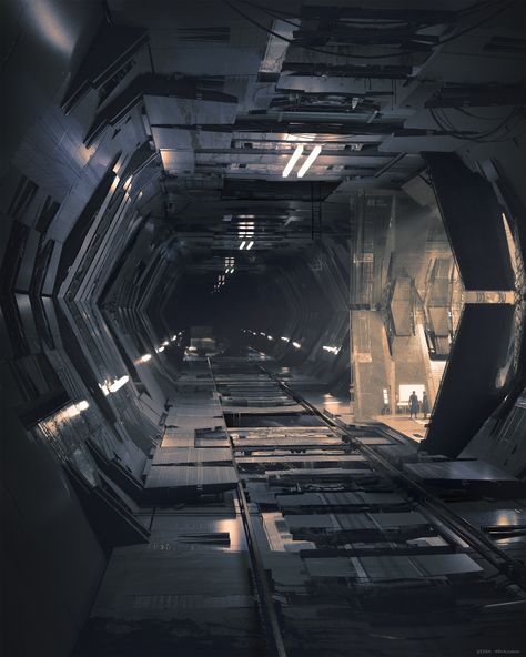 ArtStation - Cargo Tunnel, Veera Hokkanen Vfx Concept, Super Earth, Sci Fi Architecture, Mecha Anime, Other Space, Fantasy Concept Art, Visual Development, Sci-fi Spaceship, Concept Art