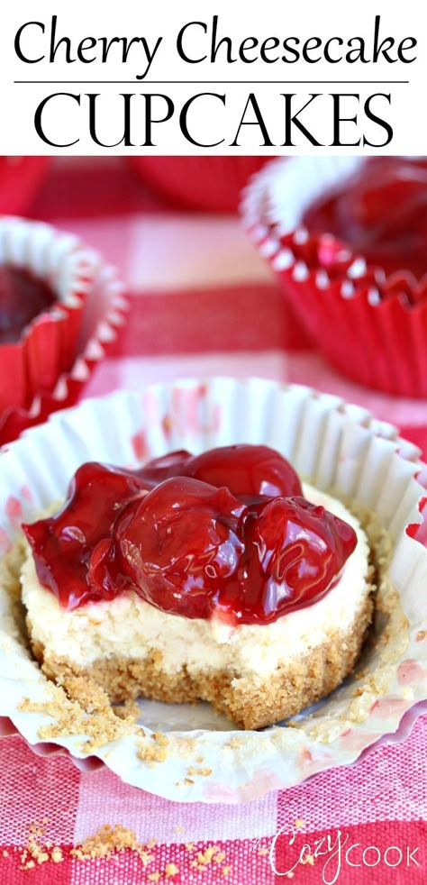 Cherry Cheesecake Cupcakes, Easy Cherry Cheesecake, Cherry Cheesecake Bites, Cheesecake Cupcake, Cheesecake Cupcakes Recipe, Mini Cherry Cheesecakes, Cherry Cheesecake Recipe, Cheese Cupcake, Cheesecake Muffins