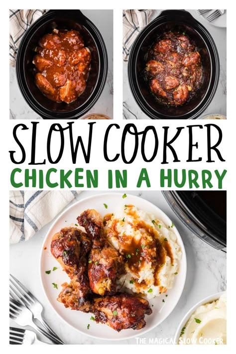 Slow Cooker Chicken in a Hurry Slow Cooker Drumstick Recipes, Crockpot Chicken Thighs Bone In, Drumsticks In The Crockpot, Chicken In A Hurry, Crockpot Chicken Leg Recipes, Crockpot Foods, Chicken Breast Slow Cooker, Hoisin Chicken, Apricot Preserves