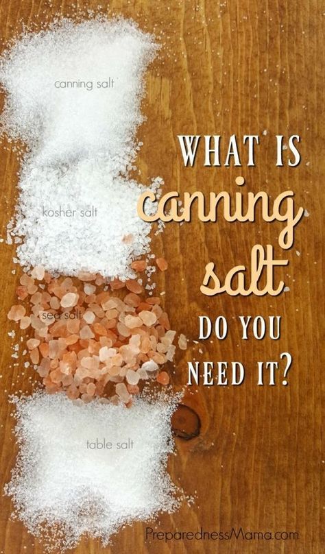 You see it on the grocery store shelf under many different names: canning salt, kosher salt, sea salt, and table salt. Are they interchangeable for canning? | PreparednessMama Grocery Store Shelf, Canning Salt, Canning 101, Pickling Salt, Canning Tips, Canned Meat, Safe Drinking Water, Store Food, Home Canning